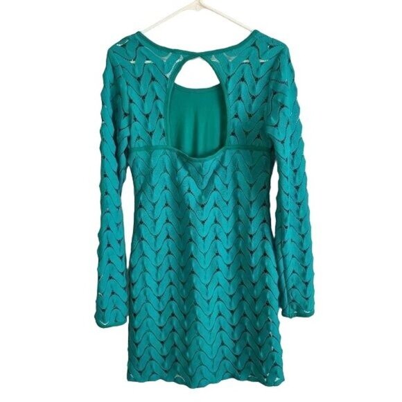 Free People Wild Thing Emerald Green Dress Small Long Sleeve Lined - Picture 4 of 6
